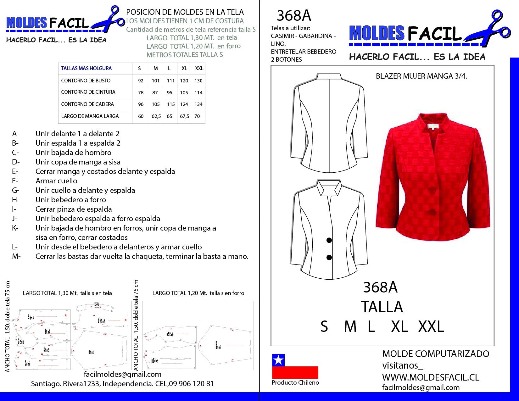 Blazer mujer manga 3/4
